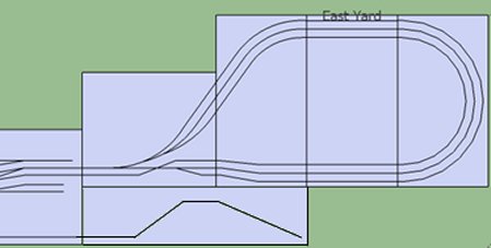 The compact east storage loop configuration with the interurban extension